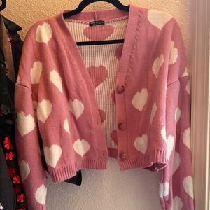 Nasty Gal Pink Heart Pattern Women's Sweater and matching Pants